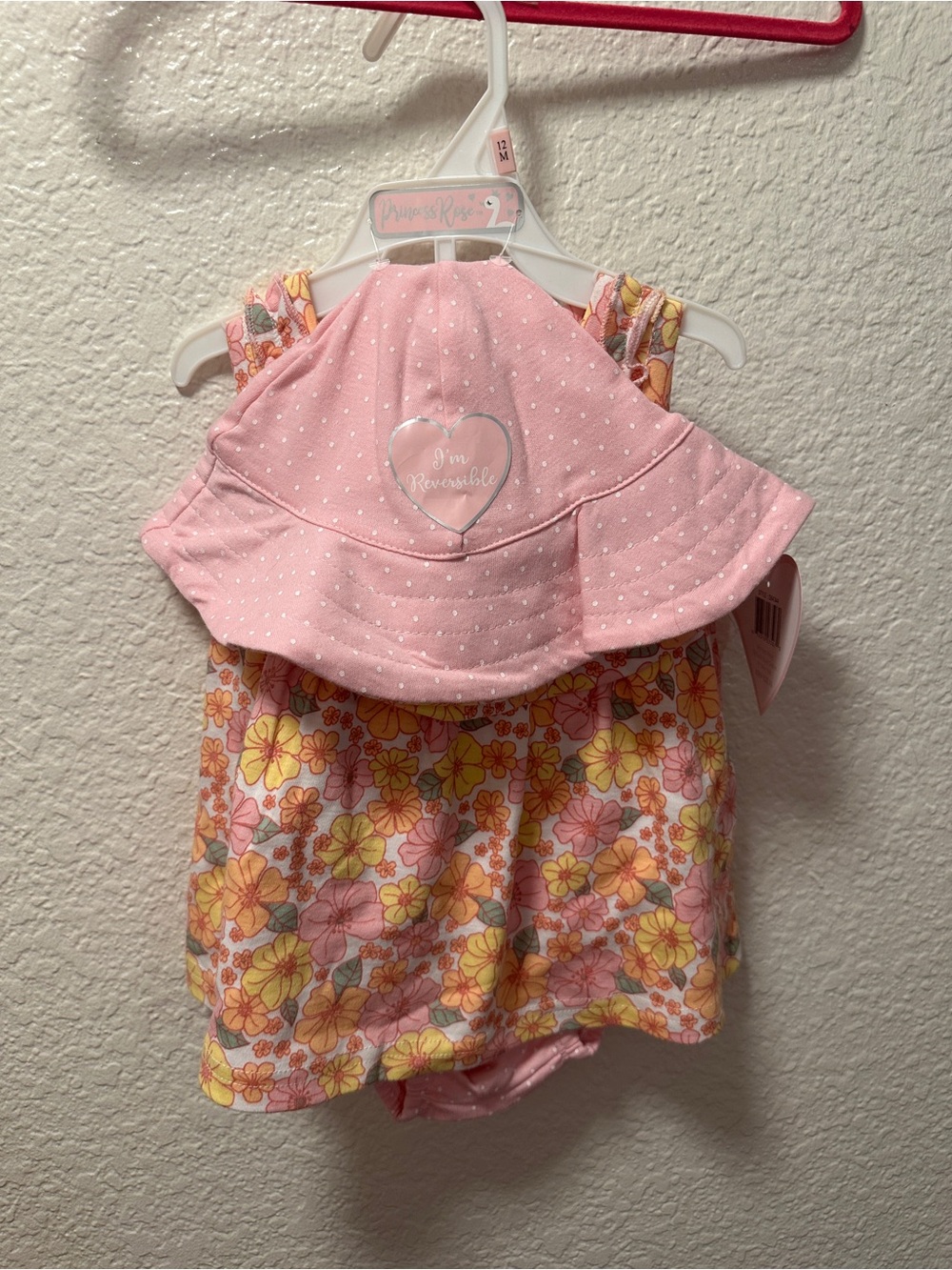 Princess Rose Baby Girls Pink Floral Dress & Hat Set
